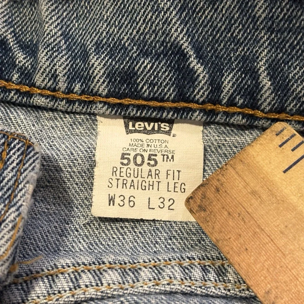 VTG 1997 Levis 505 Orange Tab Jeans Mens 34x31 Made In USA Distressed Faded 90s